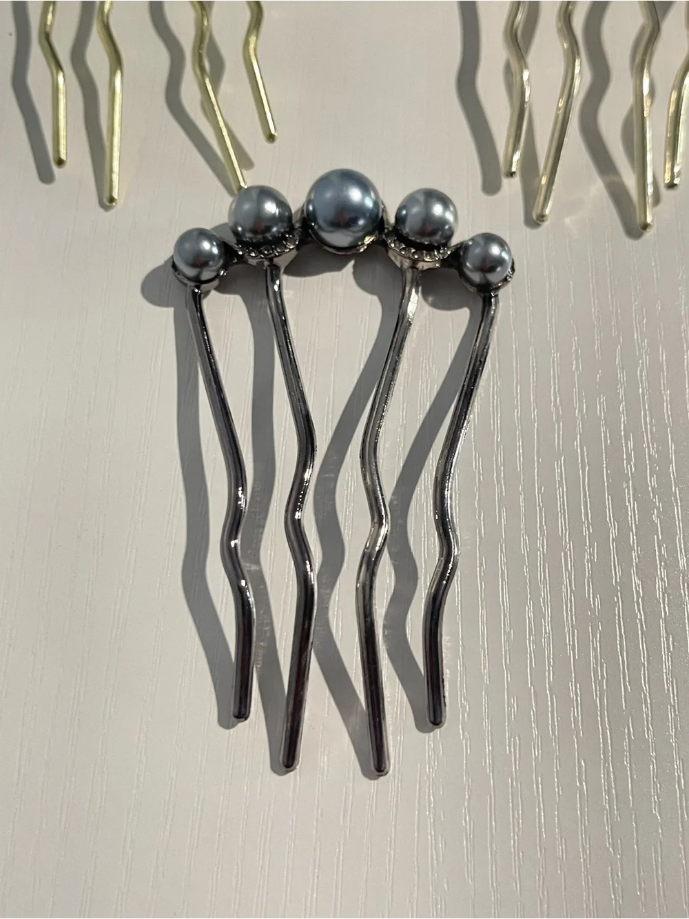 Pearl Cluster Hair Fork - Gold and Silver